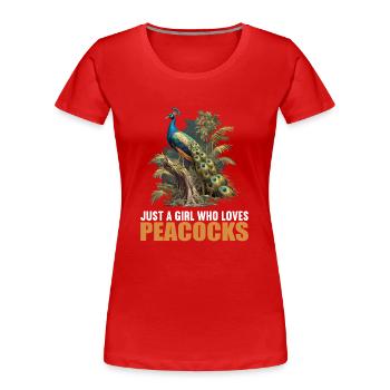 Paons Paon - T-shirt bio Premium Femme - rouge - Devant - Mia (176cm)