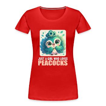 Paons Paon - T-shirt bio Premium Femme - rouge - Devant - Mia (176cm)