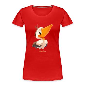 Pelikane Pelikan - Frauen Premium Bio T-Shirt - Rot - Vorne - Mia (176cm)