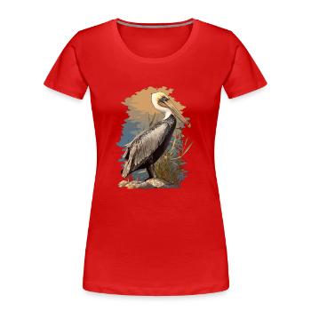 Pelikane Pelikan - Frauen Premium Bio T-Shirt - Rot - Vorne - Mia (176cm)