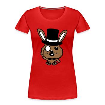 Sir Hase Monokel Brille Bart Zylinder Hut Mr. Herr - Frauen Premium Bio T-Shirt - Rot - Vorne - Mia (176cm)