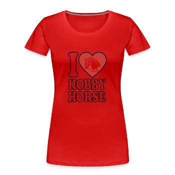 I Love Hobby Horse - Herz - Hobby - Frauen Premium Bio T-Shirt - Rot - Vorne - Mia (176cm)
