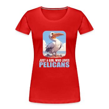 Pelikane Pelikan - Frauen Premium Bio T-Shirt - Rot - Vorne - Mia (176cm)