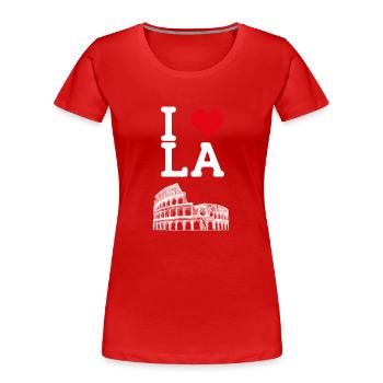 J’aime LA Heart Flag Los Angeles Colosseum Cool - T-shirt bio Premium Femme - rouge - Devant - Mia (176cm)