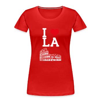 J’aime LA Flag Heart Colosseum Los Angeles Amérique - T-shirt bio Premium Femme - rouge - Devant - Mia (176cm)