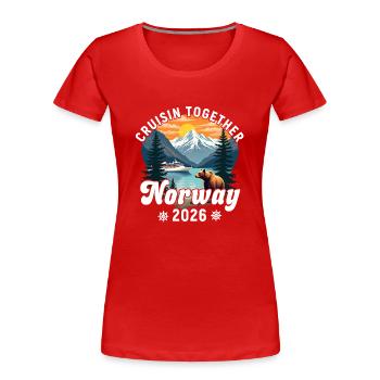 Norwegen Kreuzfahrt 2026 – Cruisin Together - Frauen Premium Bio T-Shirt - Rot - Vorne - Mia (176cm)