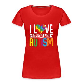 Autismus Puzzle - Liebe Eine Person Mit Autismus - Frauen Premium Bio T-Shirt - Rot - Vorne - Mia (176cm)
