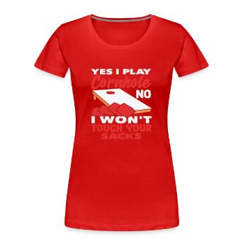 Cornhole Liebhaber Spiel Enthusiast - Frauen Premium Bio T-Shirt - Rot - Vorne - Mia (176cm)