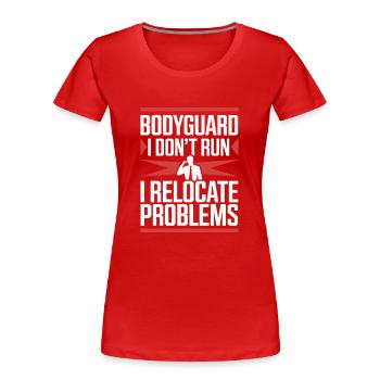 Sécurité privée Professionnel Garde du corps Vip - T-shirt bio Premium Femme - rouge - Devant - Mia (176cm)