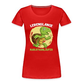 Läufer LEBENSLANGE MARATHON LÄUFER Lustiges - Frauen Premium Bio T-Shirt - Rot - Vorne - Mia (176cm)