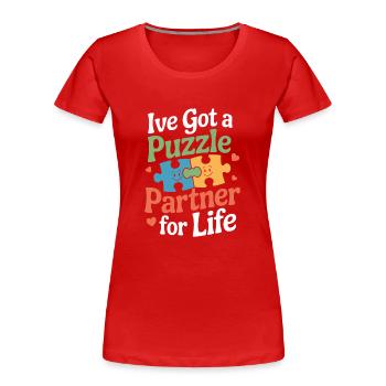 Autismus -geschwister - Frauen Premium Bio T-Shirt - Rot - Vorne - Mia (176cm)