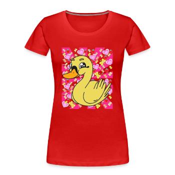 Ente Enten Kinder Kind Baby Retro - Frauen Premium Bio T-Shirt - Rot - Vorne - Mia (176cm)