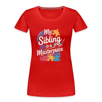 Autismus -geschwister - Frauen Premium Bio T-Shirt - Rot - Vorne - Mia (176cm)