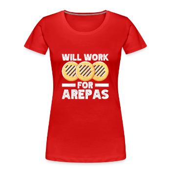 Arepas vénézuélienne - T-shirt bio Premium Femme - rouge - Devant - Mia (176cm)