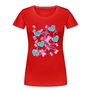 Retro Sommer Katze Katzen Vintage Kinder Kind - Frauen Premium Bio T-Shirt - Rot - Vorne - Mia (176cm)