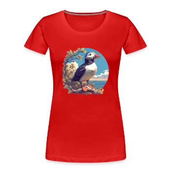 Papageientaucher - Frauen Premium Bio T-Shirt - Rot - Vorne - Mia (176cm)
