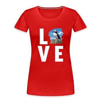 Papageientaucher - Frauen Premium Bio T-Shirt - Rot - Vorne - Mia (176cm)