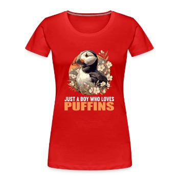 Papageientaucher - Frauen Premium Bio T-Shirt - Rot - Vorne - Mia (176cm)