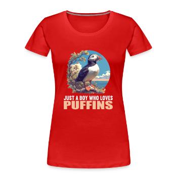Papageientaucher - Frauen Premium Bio T-Shirt - Rot - Vorne - Mia (176cm)