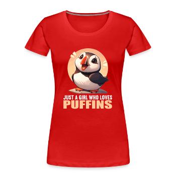 Papageientaucher - Frauen Premium Bio T-Shirt - Rot - Vorne - Mia (176cm)