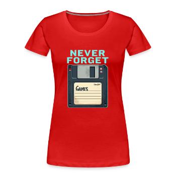Never Forget Retro Floppy Disk Design - Frauen Premium Bio T-Shirt - Rot - Vorne - Mia (176cm)