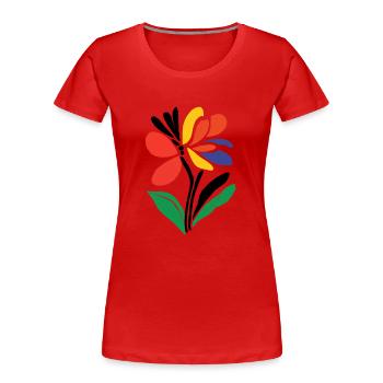Fleurs - Printemps - Été - Fleurs - T-shirt bio Premium Femme - rouge - Devant - Mia (176cm)