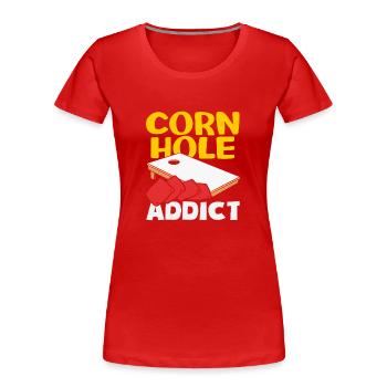 Cornhole Spieler Sucht Experte - Frauen Premium Bio T-Shirt - Rot - Vorne - Mia (176cm)