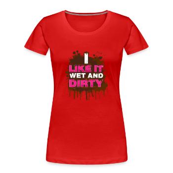 Wet and dirty Schlammlauf Mud Run Muddy Race - Frauen Premium Bio T-Shirt - Rot - Vorne - Mia (176cm)