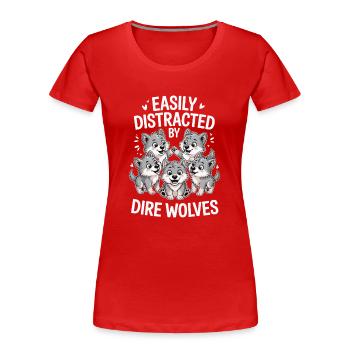 Cadeaux Direwolf pour les amoureux des loups - T-shirt bio Premium Femme - rouge - Devant - Mia (176cm)