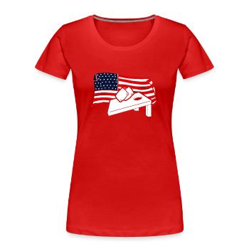 Cornhole Spieler Amerikanische Flagge - Frauen Premium Bio T-Shirt - Rot - Vorne - Mia (176cm)