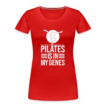 Amateurs de Pilates Le Pilates est dans mes gènes Le Pilates - T-shirt bio Premium Femme - rouge - Devant - Mia (176cm)
