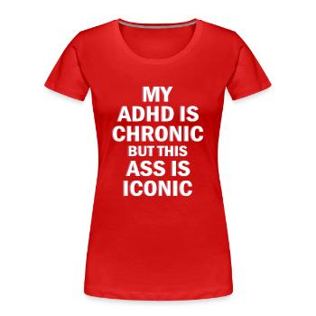 TDAH - T-shirt bio Premium Femme - rouge - Devant - Mia (176cm)