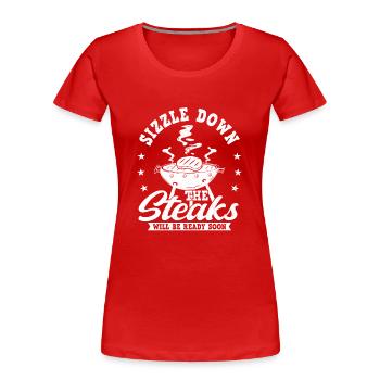 Grillen BBQ Fleisch Rauch Barbecue Smoker - Frauen Premium Bio T-Shirt - Rot - Vorne - Mia (176cm)