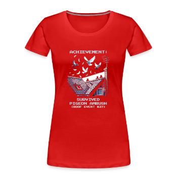 Ramoneur Toit Pigeons Attaque Rétro Pixel - T-shirt bio Premium Femme - rouge - Devant - Mia (176cm)