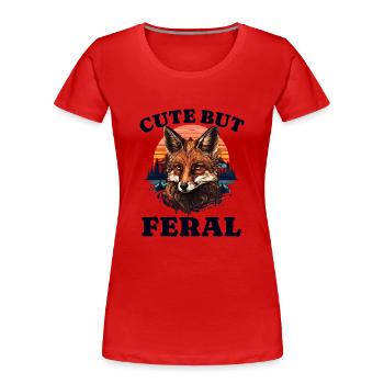 Cute But Feral Sweet But Wild Fox - Women's Premium Organic T-Shirt - red - Front - Mia (176cm)