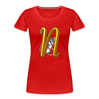LETTER N - Women's Premium Organic T-Shirt - red - Front - Mia (176cm)