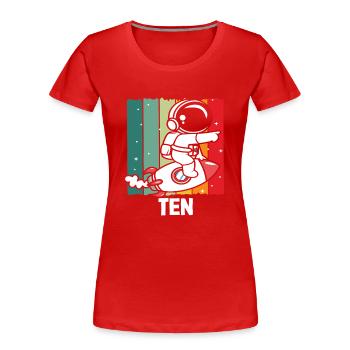Astronaute Rocket Ten Birthday Adventure - T-shirt bio Premium Femme - rouge - Devant - Mia (176cm)
