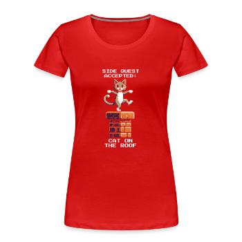 Ramoneur Chat Toit Côté Quest Rétro Pixel - T-shirt bio Premium Femme - rouge - Devant - Mia (176cm)