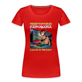 Capybara PC Gamer Gaming - Frauen Premium Bio T-Shirt - Rot - Vorne - Mia (176cm)