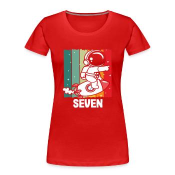 Siebter Geburtstag Weltraum Abenteuer - Frauen Premium Bio T-Shirt - Rot - Vorne - Mia (176cm)