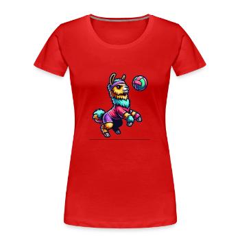 Colorful Llama Volleyball Fun - Women's Premium Organic T-Shirt - red - Front - Mia (176cm)