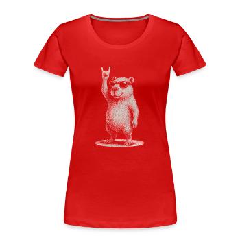 Rock Music Funny Capybara with Sunglasses - Women's Premium Organic T-Shirt - red - Front - Mia (176cm)