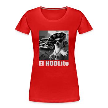 Bitcoin - Women's Premium Organic T-Shirt - red - Front - Mia (176cm)