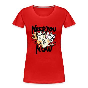 Dicton de chat avec des cœurs - T-shirt bio Premium Femme - rouge - Devant - Mia (176cm)