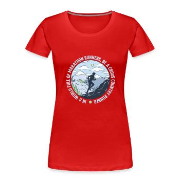 XC Course à pied Cross Country - T-shirt bio Premium Femme - rouge - Devant - Mia (176cm)