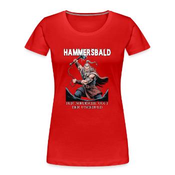 Hammersbald – Nordischer Gott der Ungeduld - Frauen Premium Bio T-Shirt - Rot - Vorne - Mia (176cm)