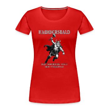 Hammersbald – Nordischer Gott der Ungeduld - Frauen Premium Bio T-Shirt - Rot - Vorne - Mia (176cm)