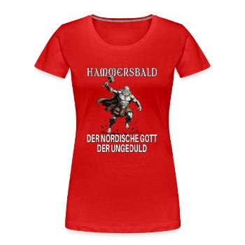 Hammersbald – Nordischer Gott der Ungeduld - Frauen Premium Bio T-Shirt - Rot - Vorne - Mia (176cm)