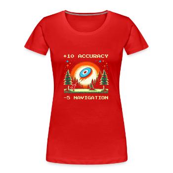 +10 de précision | Technique de disc golf Objectifs de la trajectoire de vol - T-shirt bio Premium Femme - rouge - Devant - Mia (176cm)