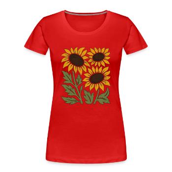 Tournesols bohèmes - T-shirt bio Premium Femme - rouge - Devant - Mia (176cm)